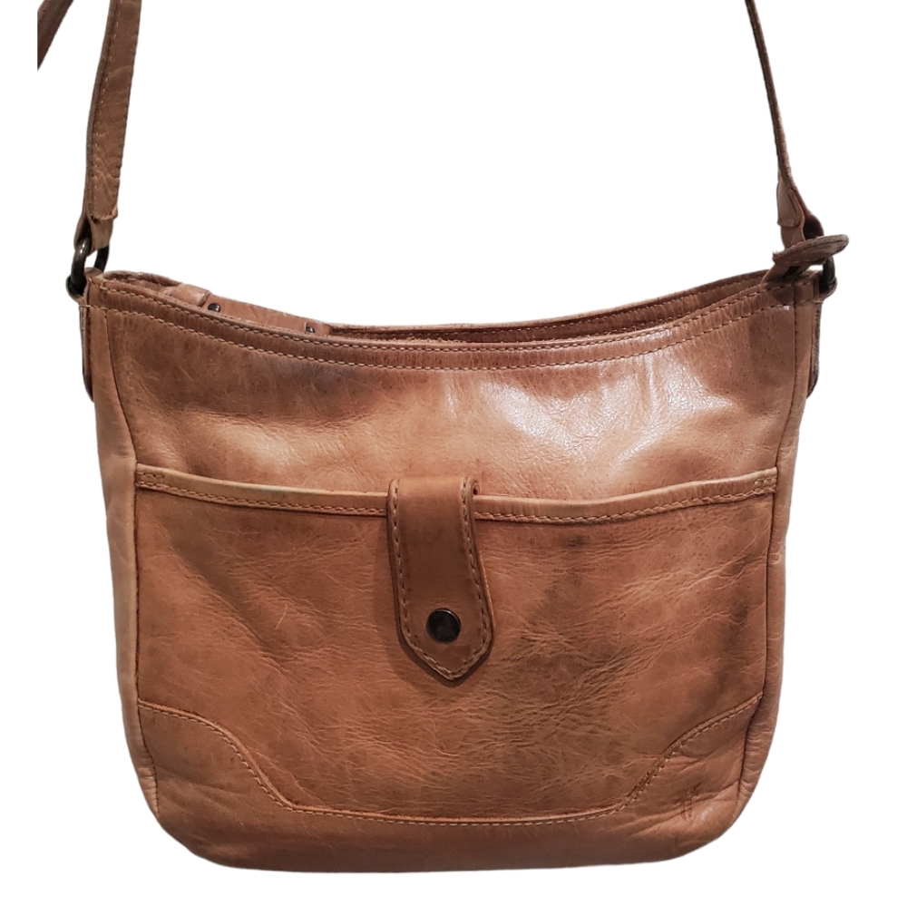 Frye Melissa Leather Bag Rustic Boho Distressed Western Everyday Purse Congac - Picture 1 of 14